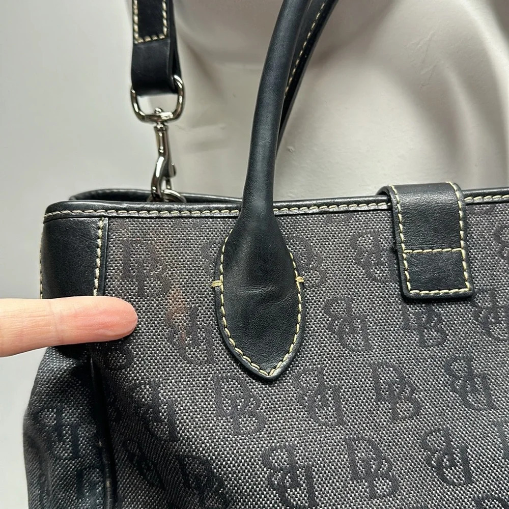 Dooney & Bourke Signature Jacquard Canvas Satchel Bag Crossbody Shoulder Strap - Picture 7 of 13